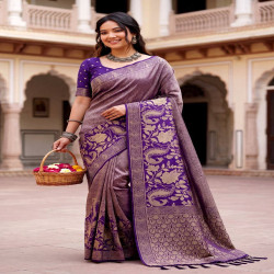 Premium Meenakari Jacquard Woven Saree with Blouse